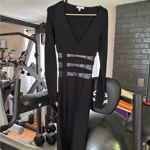 Good American Black Bodycon Long Sleeve Dress